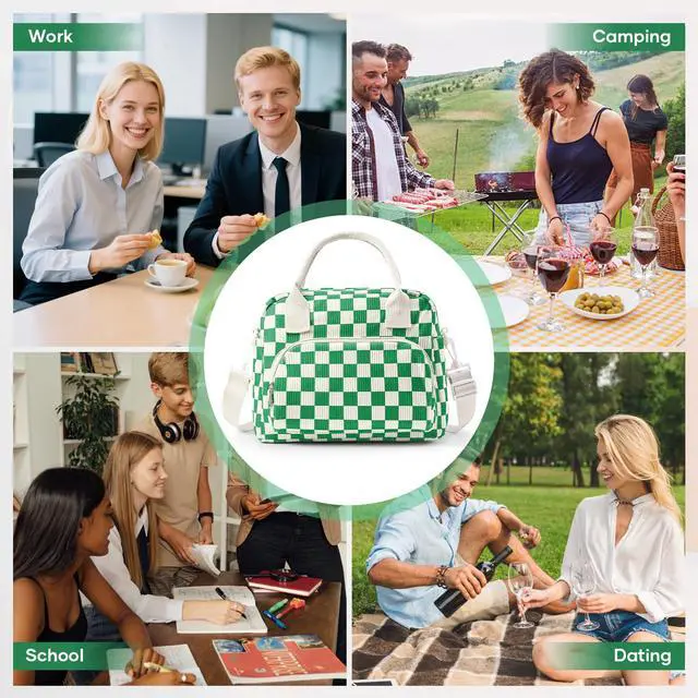 Alt view image 7 of 7 - Cute Lunch Bag for Women, Corduroy Insulated Lunch Box for Work Lunch Tote Bag Women, Reusable Insulated Cooler Lunch Box for Travel