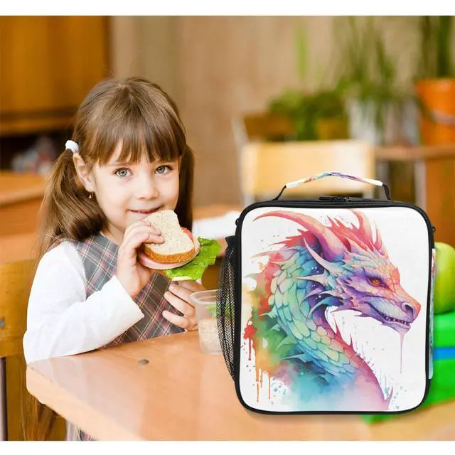 Alt view image 6 of 6 - BOENLE Colorful Dragon Kids Lunch Box Boys Girls Insulated Lunch Bag Reusable Thermal Cooler Tote Portable Shoulder Strap School Picnic
