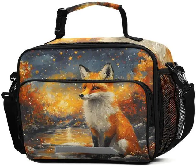 Main image of MFTJYO Fox Lunch Box for Girls Insulated Lunch Bag Boys Kids Reusable School Lunchbox Cooler Tote Adjustable Shoulder Picnic Bag