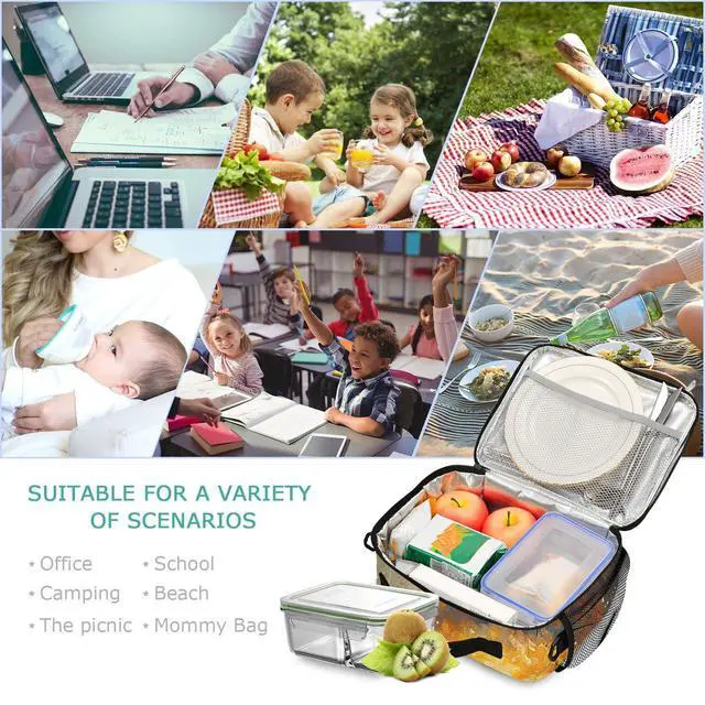 Alt view image 7 of 7 - MFTJYO Fox Lunch Box for Girls Insulated Lunch Bag Boys Kids Reusable School Lunchbox Cooler Tote Adjustable Shoulder Picnic Bag