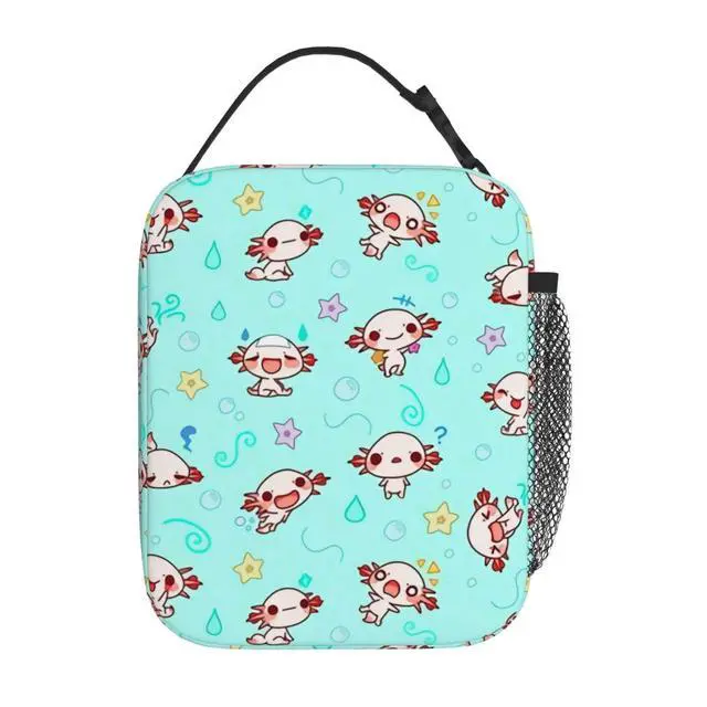 Alt view image 3 of 7 - HKHEHOP Axolotl Kawaii Cute Lunch Bag Insulated Reusable Lunch Box Lunch Tote Lunchbox Portable Bento Bags For Men Women Office Work Travel Picnic Camping