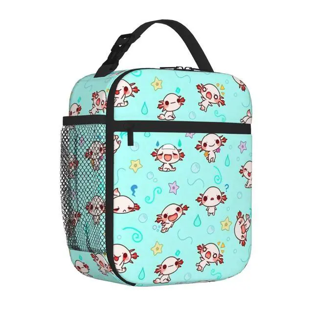 Alt view image 2 of 7 - HKHEHOP Axolotl Kawaii Cute Lunch Bag Insulated Reusable Lunch Box Lunch Tote Lunchbox Portable Bento Bags For Men Women Office Work Travel Picnic Camping