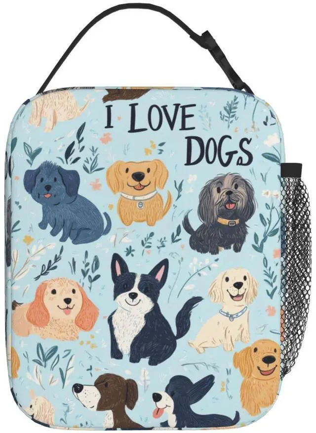 Main image of XLinTech Cute Dogs Lunch Bag Lunch Box Women Men Lunchbox for Work Travel Picnic Beach Adjustable Strap Insulated Adult
