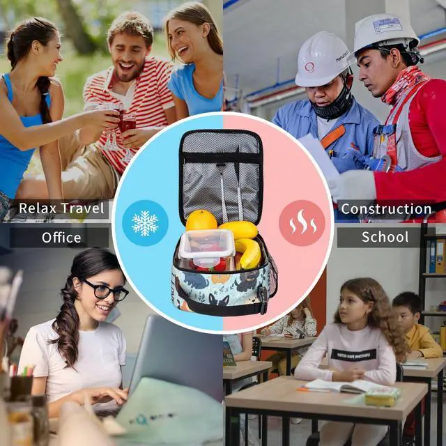 Alt view image 7 of 7 - XLinTech Cute Dogs Lunch Bag Lunch Box Women Men Lunchbox for Work Travel Picnic Beach Adjustable Strap Insulated Adult