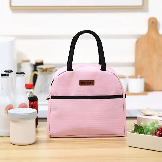Alt view image 7 of 7 - Baglemon Insulated Lunch Bag for Women Men, Lunch Containers Reusable High Capacity Lunch Tote Bags for Work Picnic (Pink)