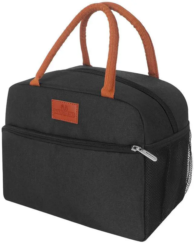 Main image of CCidea Lunch Bag for Women/Men, Insulated Lunch Box Bag for Women Adult Men, Small Leakproof Lunch Tote Bag, Reusable Lunch Cooler bag Container for Work/Office/Picnic/Travel -Black