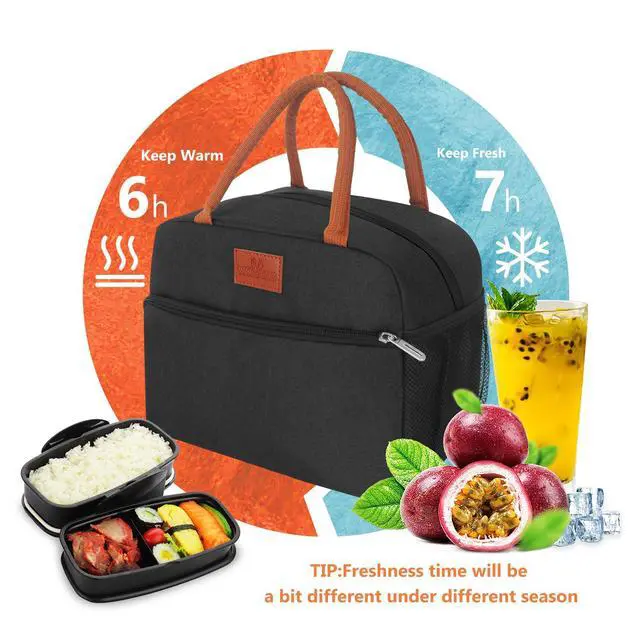 Alt view image 2 of 6 - CCidea Lunch Bag for Women/Men, Insulated Lunch Box Bag for Women Adult Men, Small Leakproof Lunch Tote Bag, Reusable Lunch Cooler bag Container for Work/Office/Picnic/Travel -Black