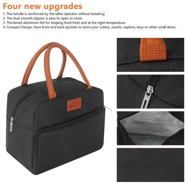 Alt view image 4 of 6 - CCidea Lunch Bag for Women/Men, Insulated Lunch Box Bag for Women Adult Men, Small Leakproof Lunch Tote Bag, Reusable Lunch Cooler bag Container for Work/Office/Picnic/Travel -Black
