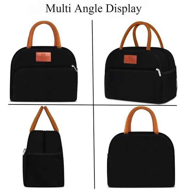 Alt view image 6 of 6 - CCidea Lunch Bag for Women/Men, Insulated Lunch Box Bag for Women Adult Men, Small Leakproof Lunch Tote Bag, Reusable Lunch Cooler bag Container for Work/Office/Picnic/Travel -Black