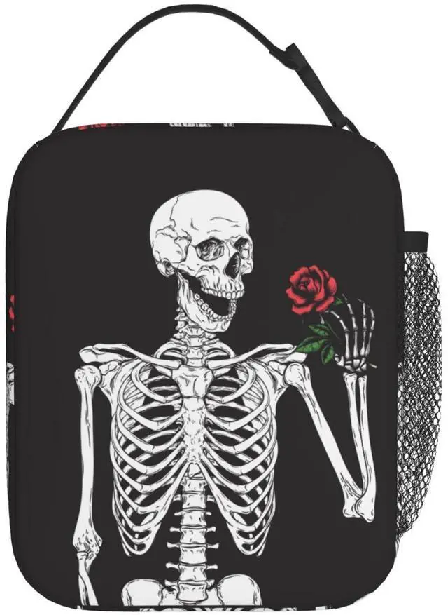 Main image of Aoojanu Halloween Skeleton Funny Skull Reusable Lunch Box Food Bag Insulated Lunch Bag for Teenage Boys Girls School Beach