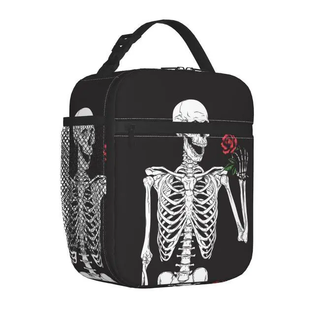 Alt view image 2 of 7 - Aoojanu Halloween Skeleton Funny Skull Reusable Lunch Box Food Bag Insulated Lunch Bag for Teenage Boys Girls School Beach