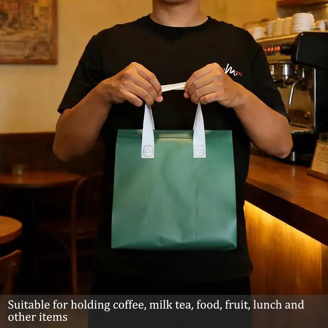 Alt view image 5 of 6 - 12Pcs Disposable Insulated Lunch Bags Thermal Cooler Bag for Food Delivery | For Food Drinks Party Holiday, Keep Cool Warm Cold, TO Go, Multifunctional Bag, Grocery Bags, shipping Bags, Dark Green