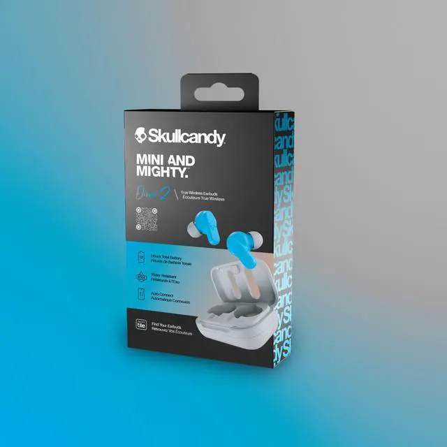 Alt view image 4 of 5 - Skullcandy Dime 2 Wireless In-Ear Bluetooth Earbuds - Light Grey/Blue