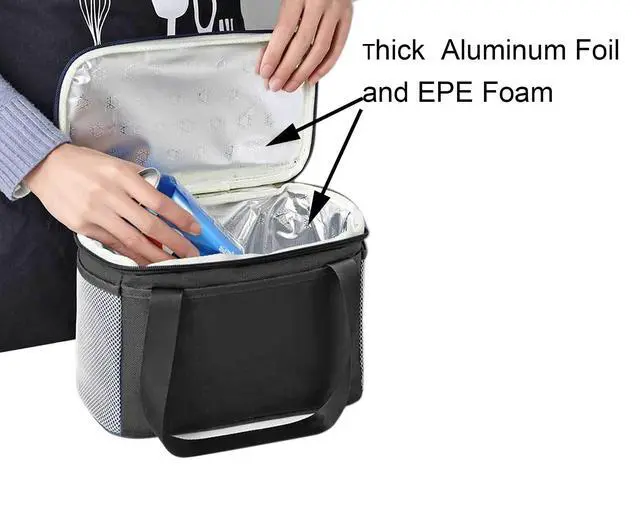 Alt view image 3 of 7 - Yansanido 6L Thickened Black Reusable Insulated Lunch Bag for Women and Men Travel Picnic and Lunch Box (Small, Black)