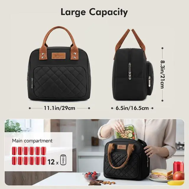 Alt view image 2 of 6 - HOMESPON Insulated Lunch Bag Water Resistant Tote with Pockets | 3-Layer Insulation, 12-Can Capacity, Wipe-Clean Aluminum Foil Interior, Soft Canvas Handle, for Work & Picnic