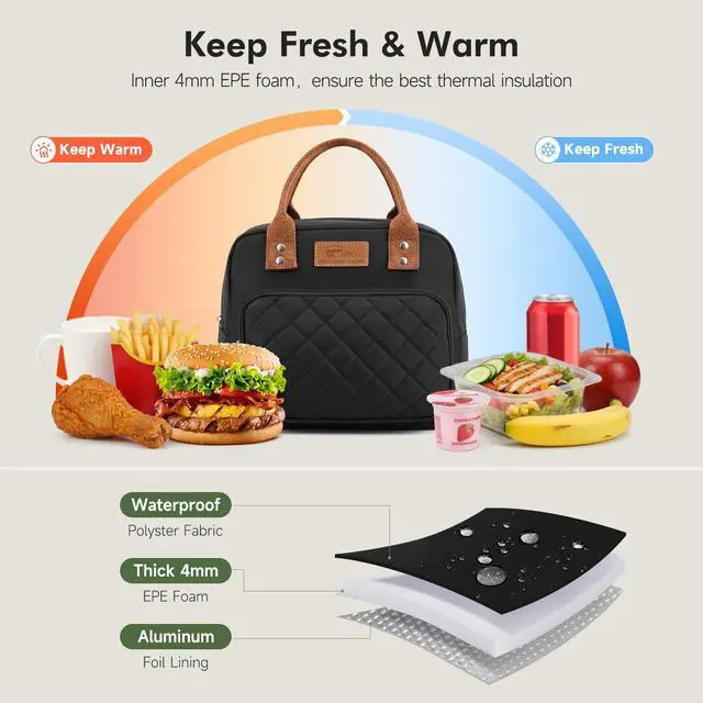 Alt view image 4 of 6 - HOMESPON Insulated Lunch Bag Water Resistant Tote with Pockets | 3-Layer Insulation, 12-Can Capacity, Wipe-Clean Aluminum Foil Interior, Soft Canvas Handle, for Work & Picnic