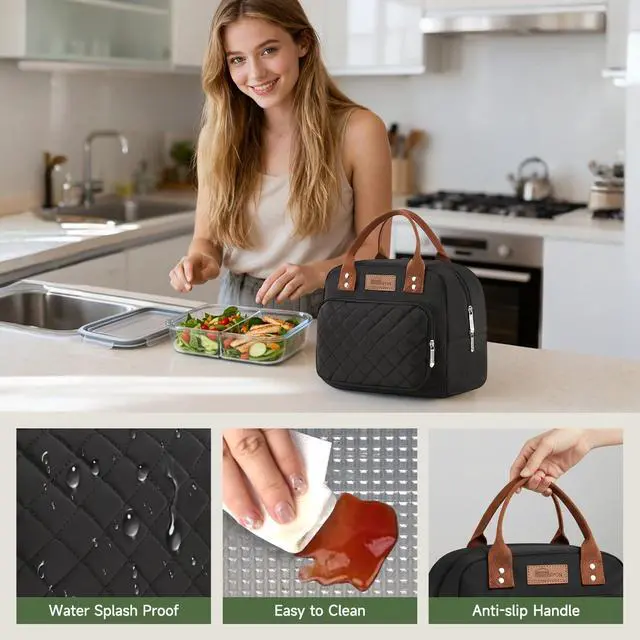 Alt view image 5 of 6 - HOMESPON Insulated Lunch Bag Water Resistant Tote with Pockets | 3-Layer Insulation, 12-Can Capacity, Wipe-Clean Aluminum Foil Interior, Soft Canvas Handle, for Work & Picnic