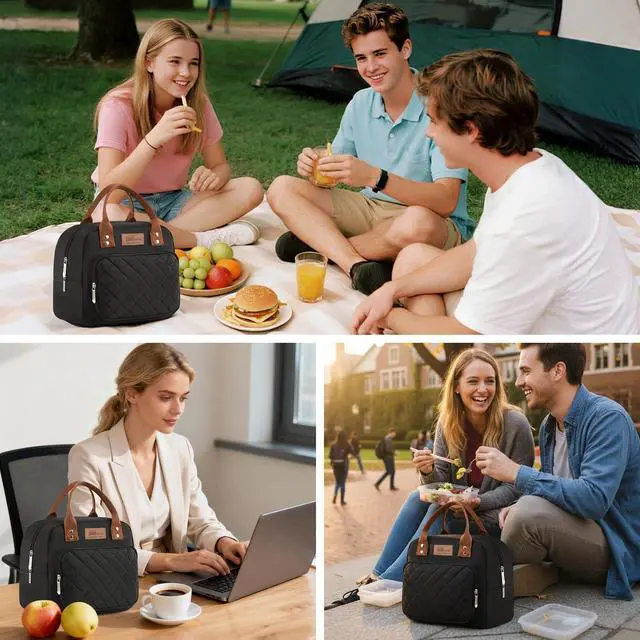 Alt view image 6 of 6 - HOMESPON Insulated Lunch Bag Water Resistant Tote with Pockets | 3-Layer Insulation, 12-Can Capacity, Wipe-Clean Aluminum Foil Interior, Soft Canvas Handle, for Work & Picnic