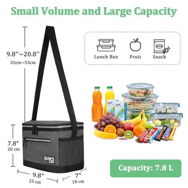 Alt view image 2 of 7 - Tirrinia Insulated Lunch Box for Adults Men Women - Leakproof Lunch Bag, Soft Cooler for Work, Beach, Travel & Picnic, Dark Grey