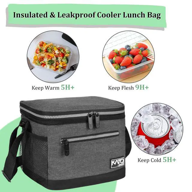 Alt view image 3 of 7 - Tirrinia Insulated Lunch Box for Adults Men Women - Leakproof Lunch Bag, Soft Cooler for Work, Beach, Travel & Picnic, Dark Grey