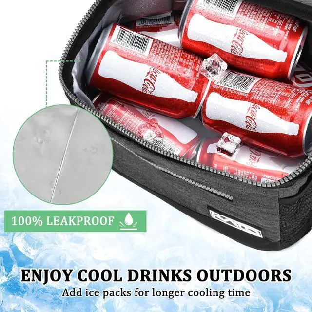 Alt view image 4 of 7 - Tirrinia Insulated Lunch Box for Adults Men Women - Leakproof Lunch Bag, Soft Cooler for Work, Beach, Travel & Picnic, Dark Grey