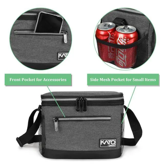 Alt view image 5 of 7 - Tirrinia Insulated Lunch Box for Adults Men Women - Leakproof Lunch Bag, Soft Cooler for Work, Beach, Travel & Picnic, Dark Grey