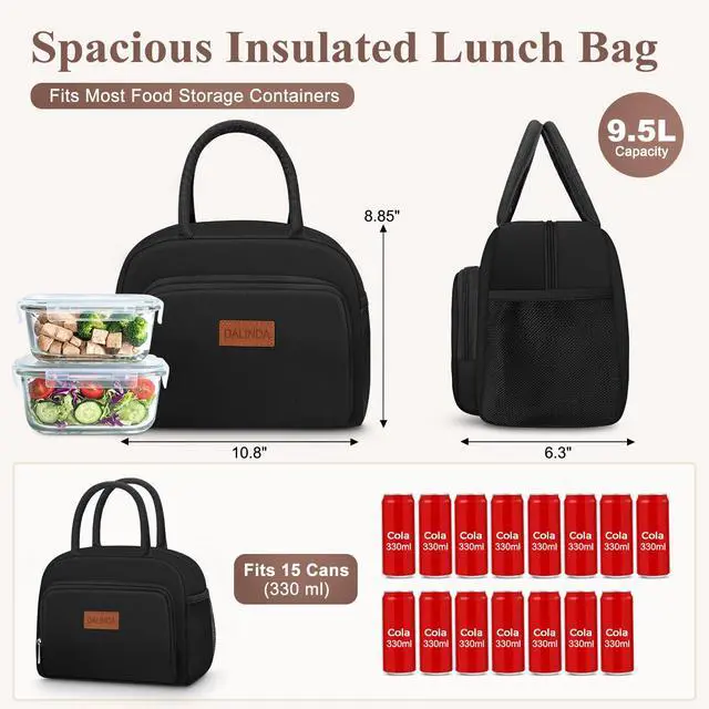 Alt view image 3 of 7 - DALINDA Lunch Bag Lunch Box for Women Men, Insulated Lunch Bags Water-Resistant Cute Cooler Lunch Tote Bag, Reusable Large Capacity for Work Travel Picnic