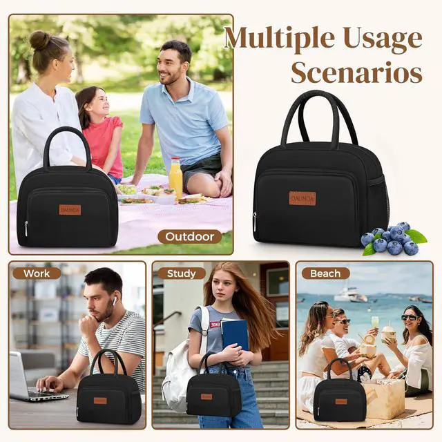 Alt view image 7 of 7 - DALINDA Lunch Bag Lunch Box for Women Men, Insulated Lunch Bags Water-Resistant Cute Cooler Lunch Tote Bag, Reusable Large Capacity for Work Travel Picnic