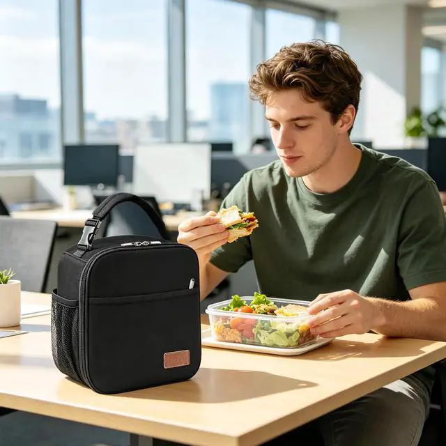 Alt view image 6 of 7 - Femuar Lunch Box for Men Women Adults, Small Lunchbox for Work Picnic - Reusable Lunch bag Portable Lunch tote, Black