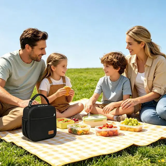Alt view image 7 of 7 - Femuar Lunch Box for Men Women Adults, Small Lunchbox for Work Picnic - Reusable Lunch bag Portable Lunch tote, Black