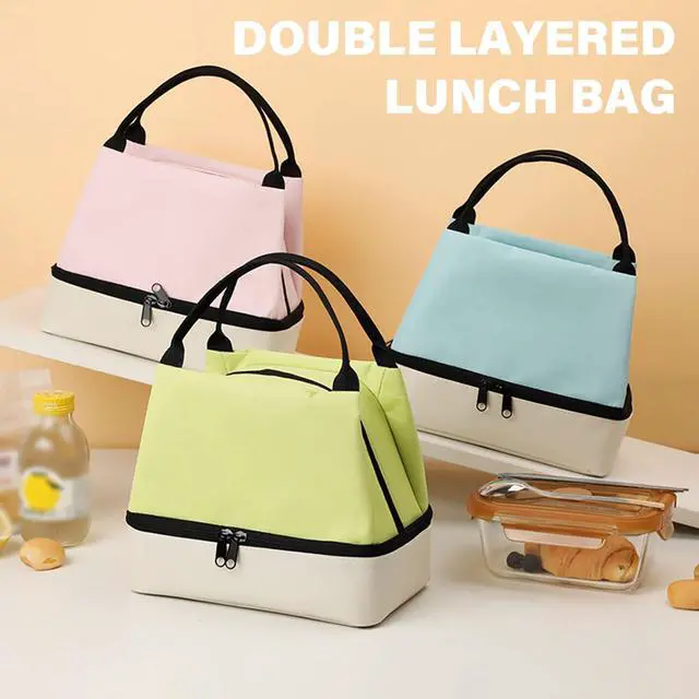 Alt view image 2 of 7 - Multifunctional Lunch Pouches with Separate Compartments Portable for Meals and Drinks Accessory for Daily Commuters