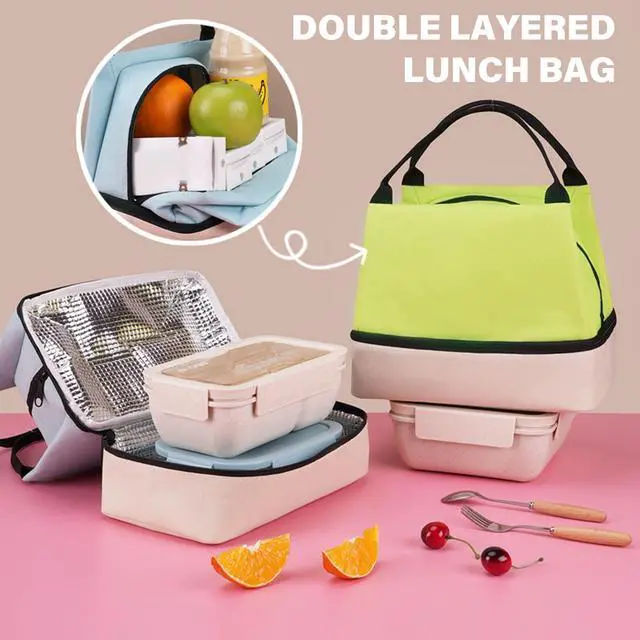 Alt view image 4 of 7 - Multifunctional Lunch Pouches with Separate Compartments Portable for Meals and Drinks Accessory for Daily Commuters