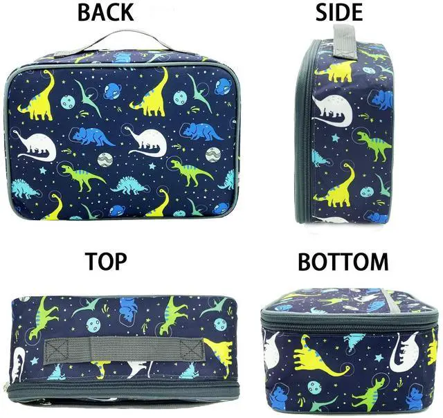 Alt view image 4 of 7 - Kulle Lunch Box Kids, Insulated Dinosaur Bag for Boys | 600D Oxford & Waterproof PEVA Liner,10×3.9×7.5in,Leakproof Washable, Large Capacity, School Outdoor Use, For Kids 6+
