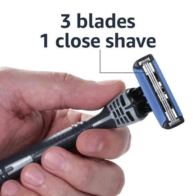 Alt view image 7 of 7 - Amazon Basics 3-Blade Disposable Razors for Men, Close and Comfortable Shave, Reduces Irritation, 6 Count, 2 Packs of 3 (Previously Solimo)