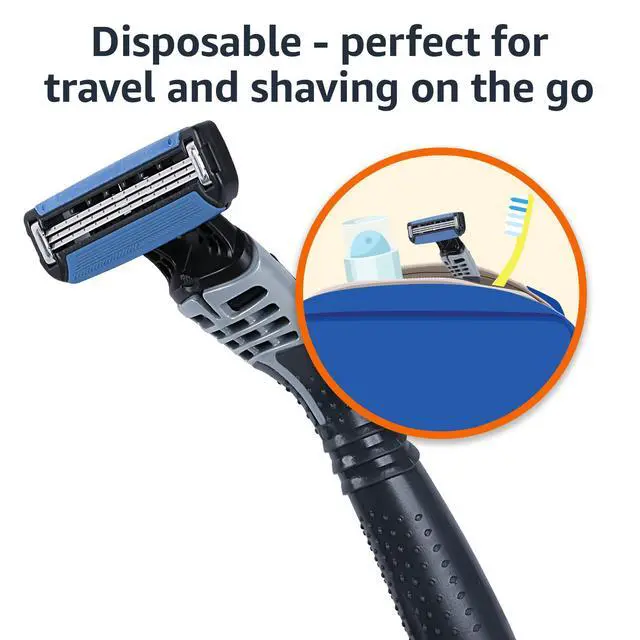 Alt view image 5 of 7 - Amazon Basics 3-Blade Disposable Razors for Men, Close and Comfortable Shave, Reduces Irritation, 6 Count, 2 Packs of 3 (Previously Solimo)