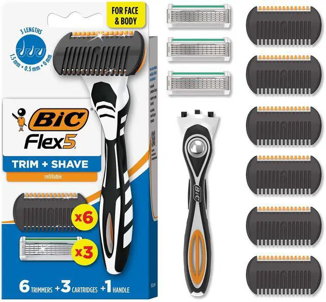 Main image of BIC Flex 5 Trim and Shave Mens Grooming Kit, 3-in-1 Beard Trimmer