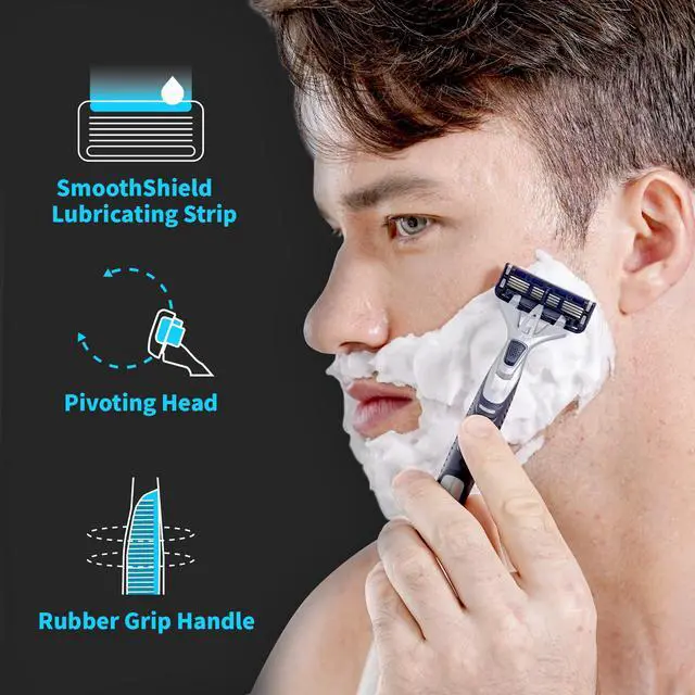 Alt view image 3 of 6 - DORCO Pace Pro 4 Disposable Razors, 3 pack - Long Lasting 4 Blade Technology with a Precision Trimmer, Safety Guard Bar, Pivoting Head and Non-Slip Rubber Handle (3 Razors)