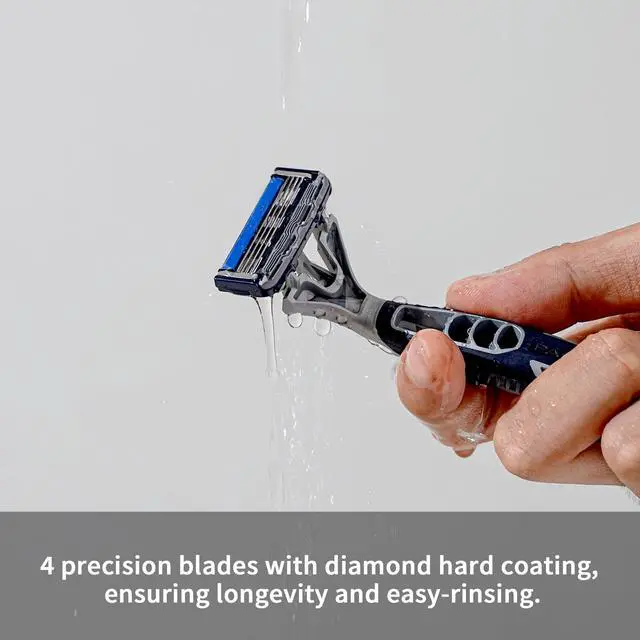 Alt view image 4 of 6 - DORCO Pace Pro 4 Disposable Razors, 3 pack - Long Lasting 4 Blade Technology with a Precision Trimmer, Safety Guard Bar, Pivoting Head and Non-Slip Rubber Handle (3 Razors)