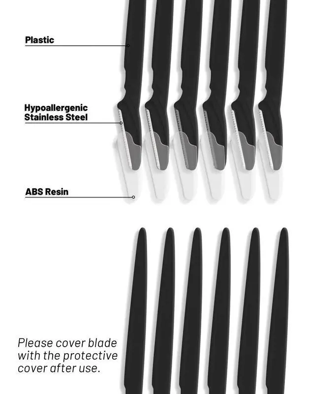Alt view image 3 of 6 - MoHern Dermaplaning Tool for Face, 30 Pcs Dermaplane Razor for Face, Multipurpose Face Razors for Women and Men, Black