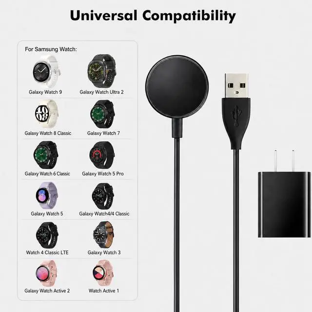 Alt view image 2 of 7 - Watch Charger Compatible for Samsung Galaxy Watch 9/8/8 Classic, 7/6/Ultra 2, 5/5 Pro/4/4/6 Classic/3/Active 2/1, Magnetic Wall Fast Charging Adapter & Cable, Magnetic Wireless Charging Cable 3.3FT