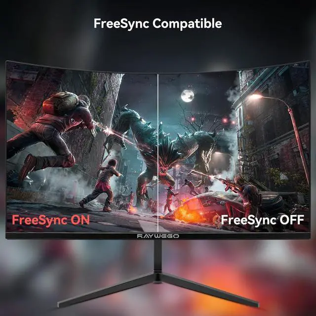Alt view image 4 of 7 - Raywego 24 Inch Curved Gaming Monitor 180Hz FHD 1080P, 3000R, 1ms MPRT, Frameless, FreeSync, Eye Care, DP&HDMI Ports, Wall Mountable(75x75mm), 250cd/m² , Brightness 99% sRGB, VA Panel, Black
