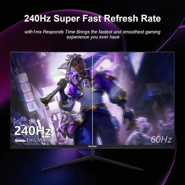 Alt view image 2 of 7 - Raywego 27inch Gaming Computer Monitor IPS 240Hz FHD(1920×1080P), 99% sRGB,1ms Response Time, 400cd/m²,AMD Freesync, Crosshair & Eye-Care Tech,Low Blue Light,HDMI 2.0,DP 1.4,Supports Wall-Mounted