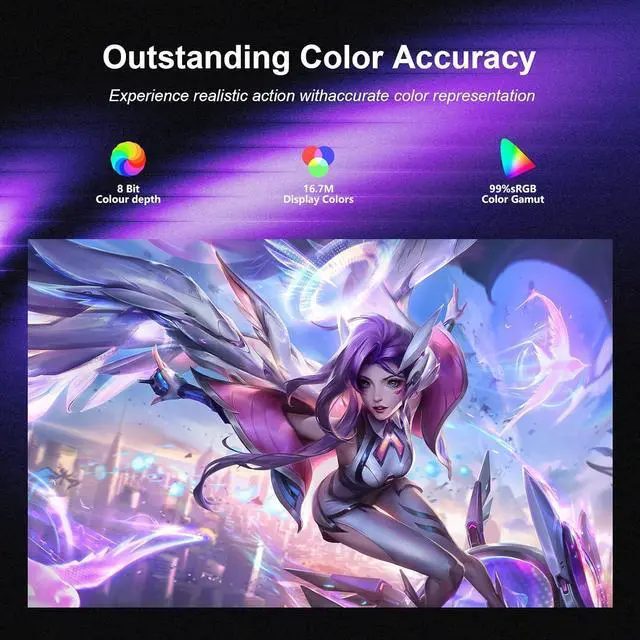 Alt view image 4 of 7 - Raywego 27inch Gaming Computer Monitor IPS 240Hz FHD(1920×1080P), 99% sRGB,1ms Response Time, 400cd/m²,AMD Freesync, Crosshair & Eye-Care Tech,Low Blue Light,HDMI 2.0,DP 1.4,Supports Wall-Mounted