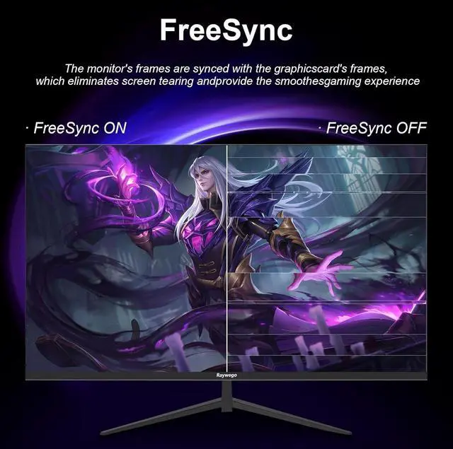 Alt view image 5 of 7 - Raywego 27inch Gaming Computer Monitor IPS 240Hz FHD(1920×1080P), 99% sRGB,1ms Response Time, 400cd/m²,AMD Freesync, Crosshair & Eye-Care Tech,Low Blue Light,HDMI 2.0,DP 1.4,Supports Wall-Mounted