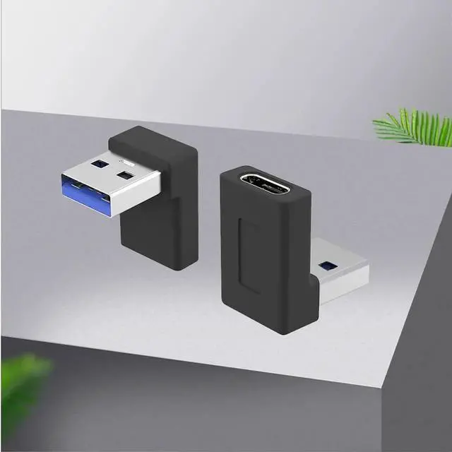 Alt view image 4 of 7 - Right Angle USB A Male to USB C Female Adapter 90 Degree USB3.0 to Type C Cable Connector Support unidirectional Sides 5Gbps & Data Transfer for Laptops Phone 2-Pack