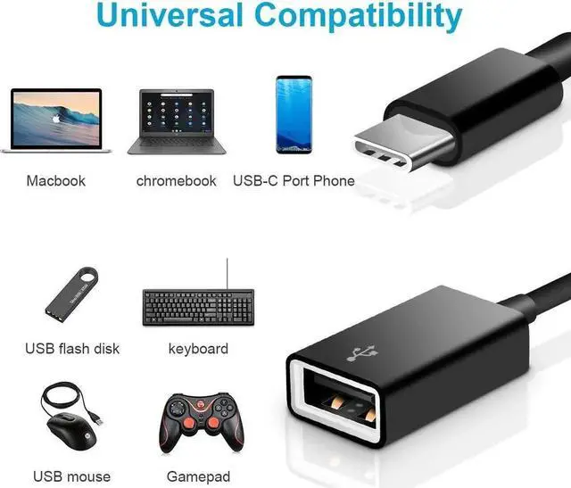 Alt view image 3 of 6 - USB C to USB Adapter [2 Pack] Type-C OTG Cable Type C Male to USB A Female Usb to Usbc-c Adapter Compatible with Macbook Pro/Air iPad Pro 2022 2021 2020 Galaxy S23 S22 Ultra Note 10 S9 S8 (Black)