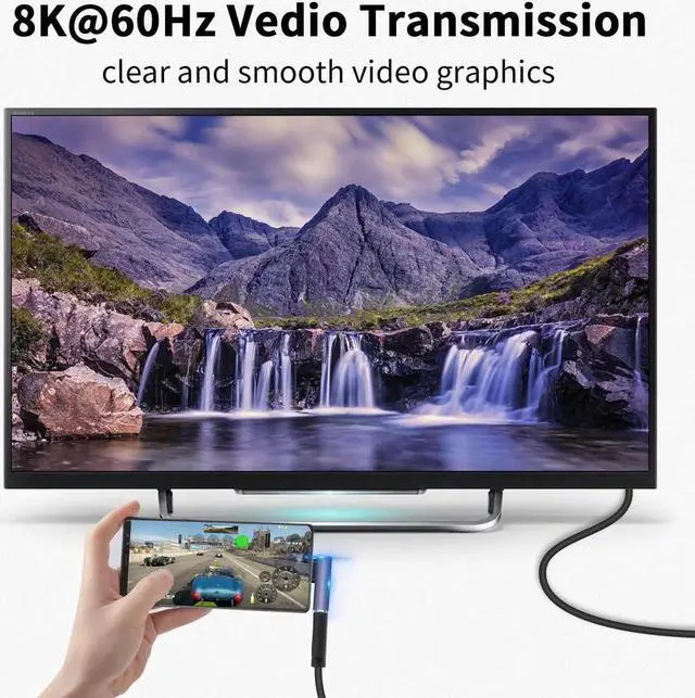 Alt view image 7 of 7 - USB C Right Angle Adapter 40Gbps 8K@60Hz 100W USB C 90 Degree Adapter Right Angle Type C Male to Female Extender Thunderbolt 4 Connector for iPhone/PC/Galaxy S23 2-Pack