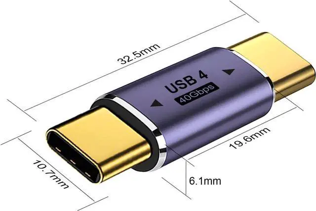 Alt view image 5 of 6 - 2 Pack USB C Male to Male Adapter USB Type C Coupler Extender Support 100W 40Gbps 8K@60Hz for Thunderbolt 4/3 MacBook Pro/Air Laptop Phones and More Type C Devices (Purple)