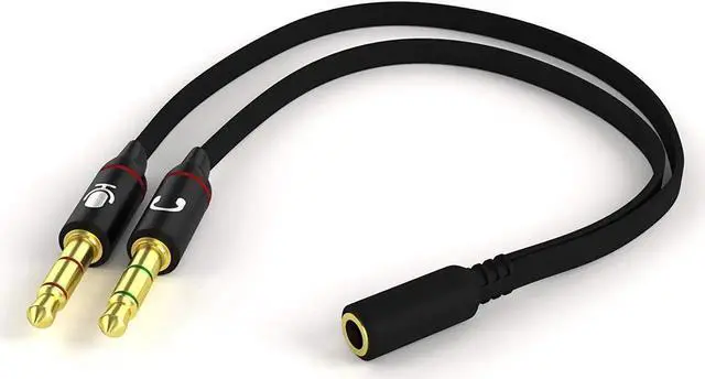Alt view image 2 of 7 - Headphone Splitter For Computer 3.5mm Female to 2 Dual 3.5mm Male Headphone Mic Audio Y Splitter Cable Smartphone Headset to PC Adapter