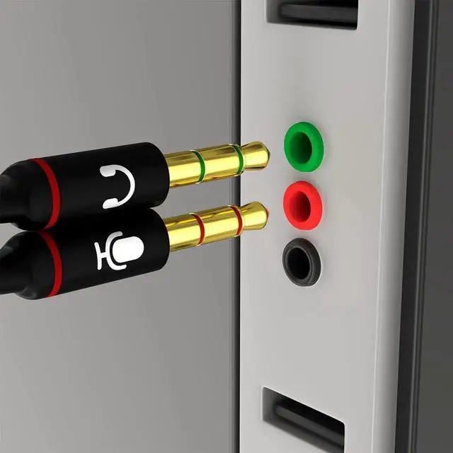 Alt view image 5 of 7 - Headphone Splitter For Computer 3.5mm Female to 2 Dual 3.5mm Male Headphone Mic Audio Y Splitter Cable Smartphone Headset to PC Adapter